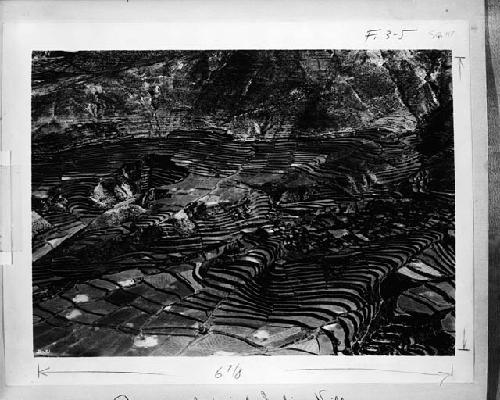 Terraces and ruined Indian village from old print