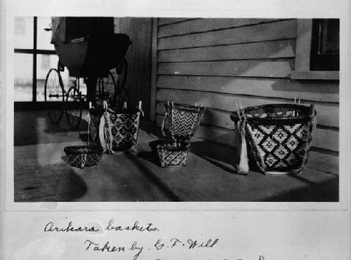 Arikara baskets. Taken by G. F. Will