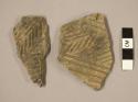 Ceramic body sherds, incised parallel line designs