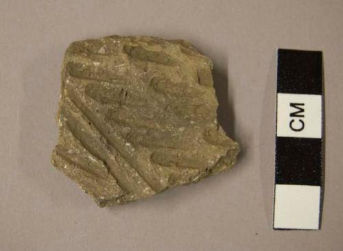 Ceramic body sherd, parallel incised designs