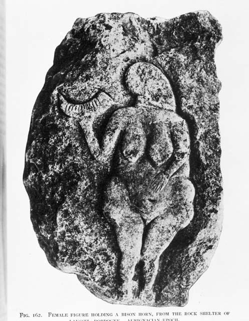 Limestone relief of female figure