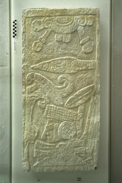 Cast of part of Ballcourt, Temple of the Jaguars, door jamb Column