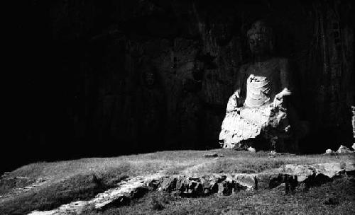 Buddha or Bodhisattva carved into cliff wall