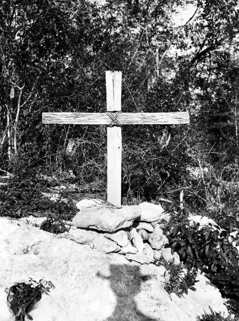 Burial site marked by cross