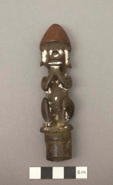 Stopper for lime gourd - miniature human figure of wood