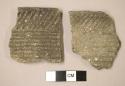 Ceramic rim sherds, incised parallel designs