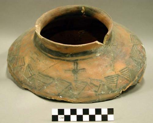 Sherds of pottery jar--restorable. San Bernardino black-on-pink