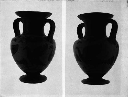 Etruscan black figured pottery amphora