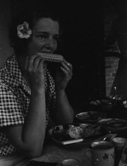 Peiping - Shansi, June 1935, Dolly eating corn