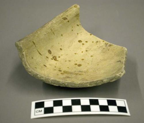 Part of San Bernardino black-on-yellow pottery bowl