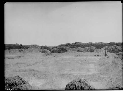 Foreground "Yapus"(gardens). Background walls of tomb of the mass. Rivero group