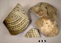 Partial Vessel and sherd, black and white design