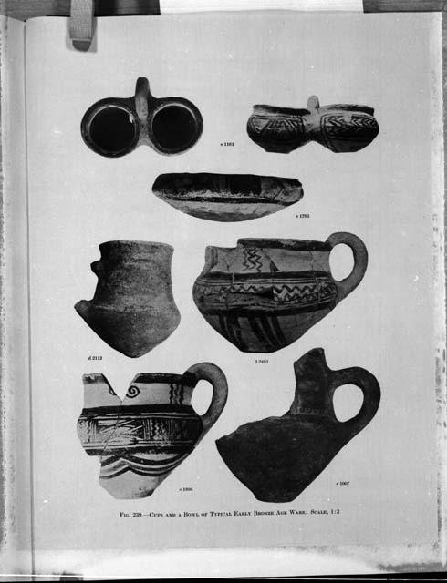 Cups and a bowl of typical early bronze age ware