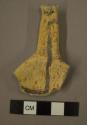 Ladle fragment--trough, animal head handle. Jeddito black on yellow
