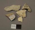 Burned and calcined animal bone fragments; calcined animal tooth fragment; shell fragment; stone fragment, likely non-cultural