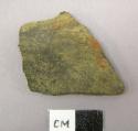 Sherd, ceramic, body sherd, grey and black with red pigment on exterior