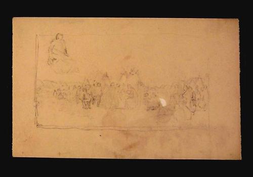 "Vague outlines Indian group and encampment"