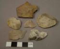 Chipped stone, projectile point, stemmed (1), flakes (5)