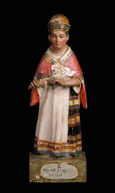 Wood and polychrome and gesso standing female figure