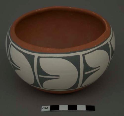 Bowl; large black and white design