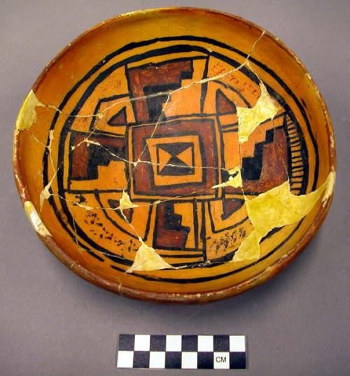 Sherds of pottery bowl--restorable. San Bernardino polychrome