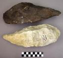 2 CASTS of large thick elongated pointed handaxes