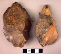 Two coarsely worked flint tools made on large flakes