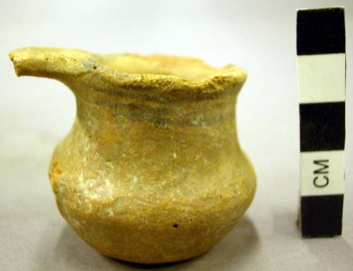 San bernardo black on yellow pottery miniature handled jar