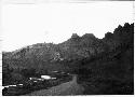 Landscape; mountains; stream; road