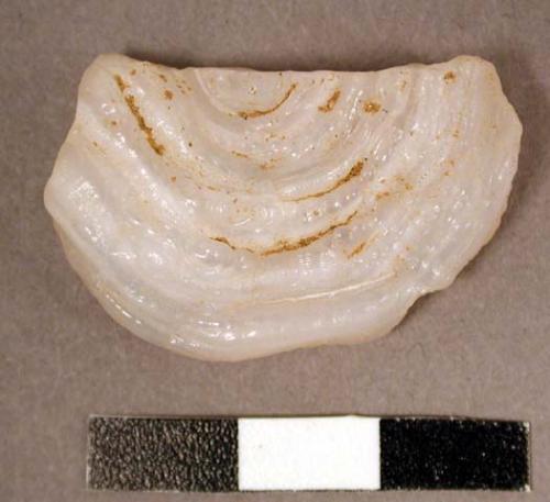 Concretion, lunate, matter formed in cirdular bands, possible fetish; chalcedony