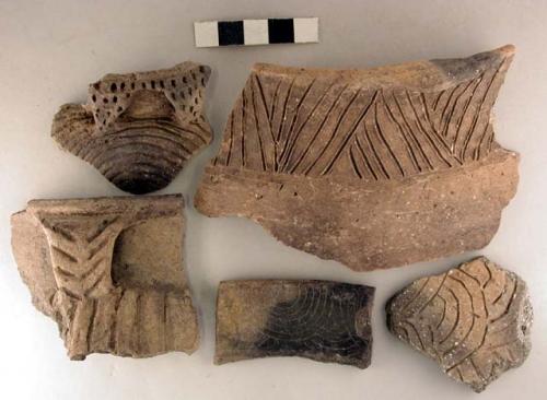 Ceramic sherds, mixed styles