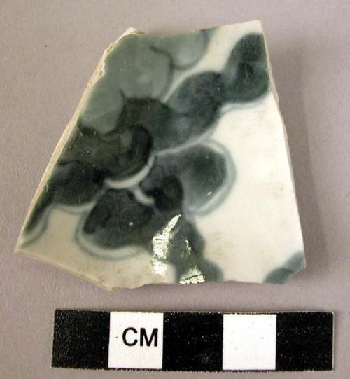 Potsherd - blue gray on white glaze