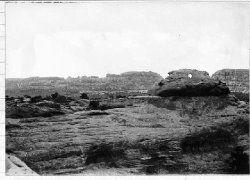 Ruin Park, view of hosue on top of highest point. S. side of Park