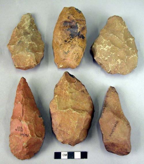 6 silt-shale handaxes (medium-sized)