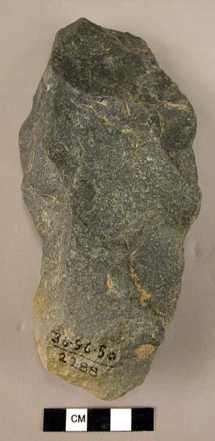 Elongated quartzite fist axe - chipped on both faces