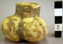 San Bernardo black-on-yellow pottery miniature 3-lobe jar