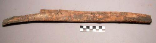 Wood fragment, worked, charred