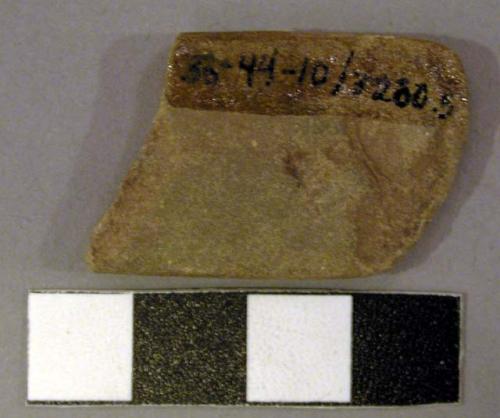 Stone, ground stone implement, fragment, 1 end rounded