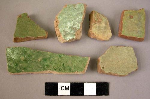 6 potsherds - green monochrome (local)