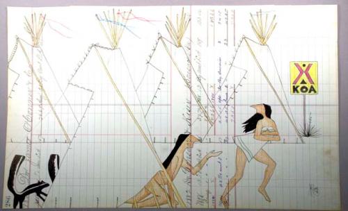 Ledger drawing, 'Run Honey Save Yourself!'