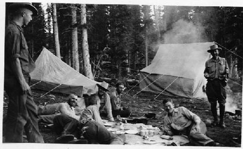 Photo of At lunch, Chain Lake Camp