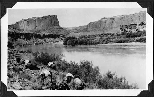 Working the Green River below the mouth of Barrier Canyon- using pack outfit