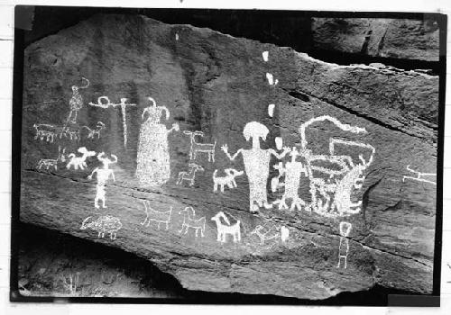 Petroglyph, Big men, Shalaks Horizontal man, Bear's paws, horned man, deer