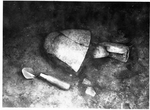 Kiva 1, pot sherds on floor