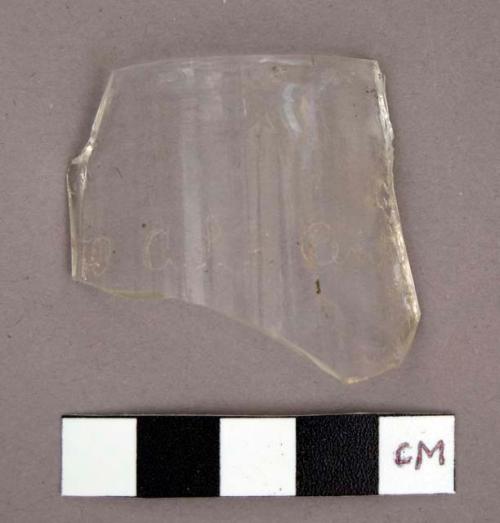 Glass fragments with etched writing