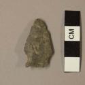 Chipped stone projectile point, stemmed, chipped base