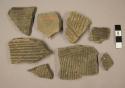 Ceramic body or rim sherds, incised parallel designs