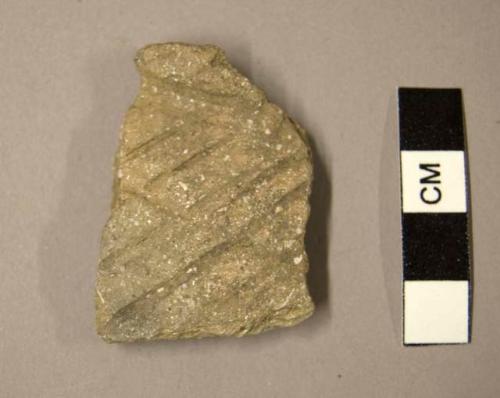 Ceramic body sherd, diagonal incised designs