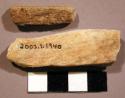 Stone, ground stone implements, fragments, rectangular, chipped