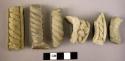 6 pottery handle fragments - moulded ware (local)